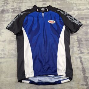 Verge Bell Helmets Cycling Jersey Mens XL 7 Blue Flames Tribal Bike Shirt Vtg